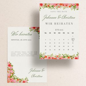 Produktübersicht vom Design der Save-the-Date-Karten mit Kalenderoptik