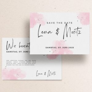 Produktbild der Save-the-Date Karte "Wasserfarbe rosa"
